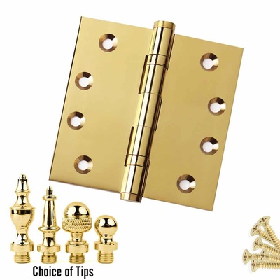 Solid Brass Ball Bearing Door Hinges – Polished Brass US3