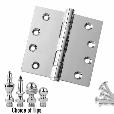 Solid Brass Ball Bearing Door Hinges – Polished Chrome US26